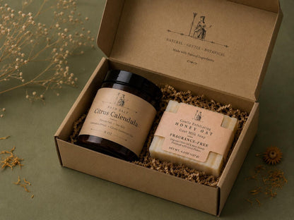 Citrus Calendula Bath Gift Set | Bath Salts and Honey Oat Goat Milk Soap