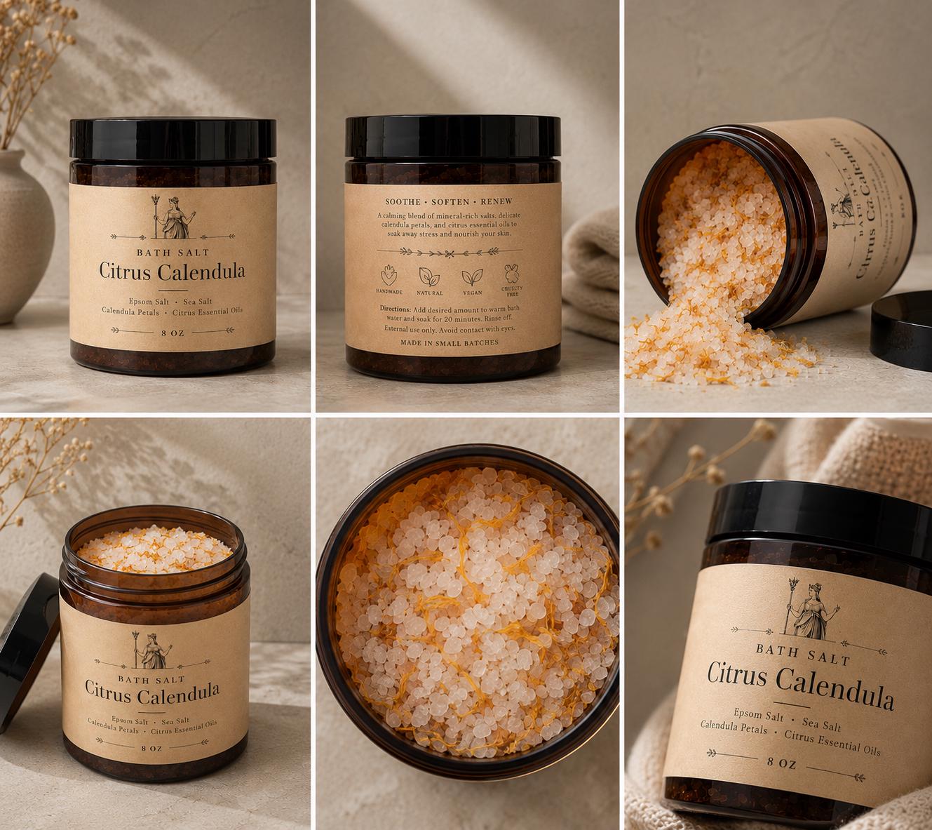 Citrus Calendula Bath Gift Set | Bath Salts and Honey Oat Goat Milk Soap