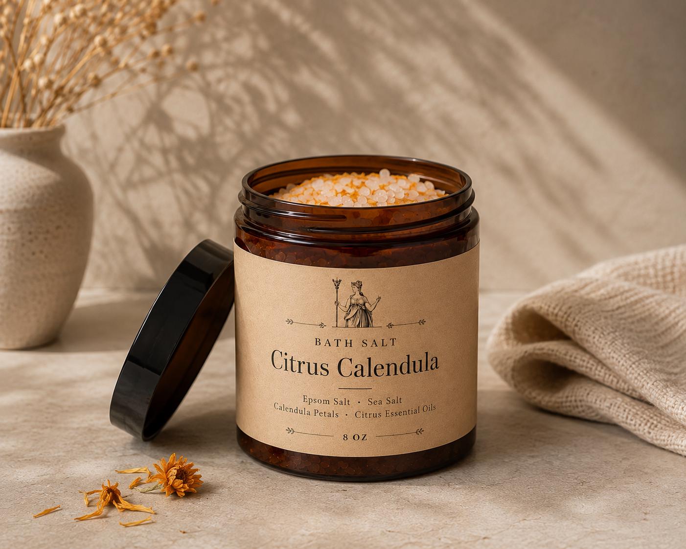 Citrus Calendula Bath Gift Set | Bath Salts and Honey Oat Goat Milk Soap