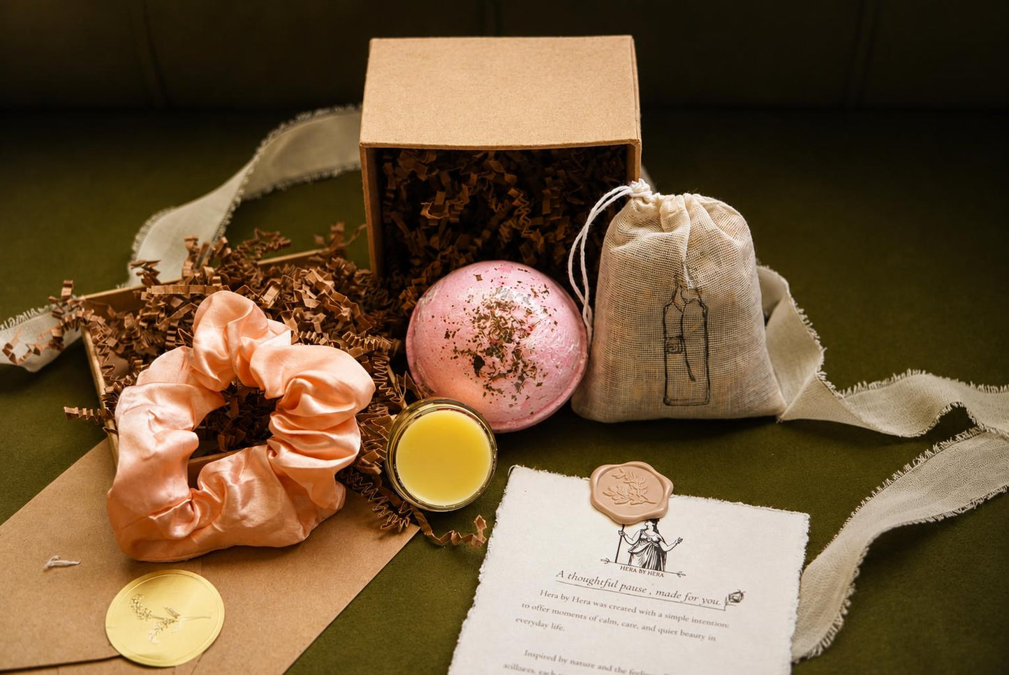 Floral Bath Gift Set with Rose Bath Bomb, Bath Tea & Solid Perfume