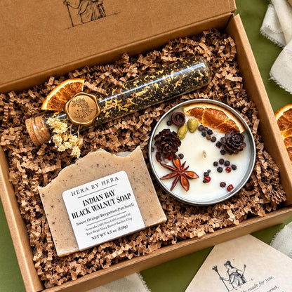 Cozy Night Gift Box with Chai Tea, Candle & Handmade Soap | Fall Self Care Gift