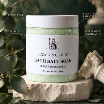 Bath Salts Soak with Sea Salt and Essential Oils | lavender, Eucalyptus, Citrus Calendula | Walnut Body Scrub