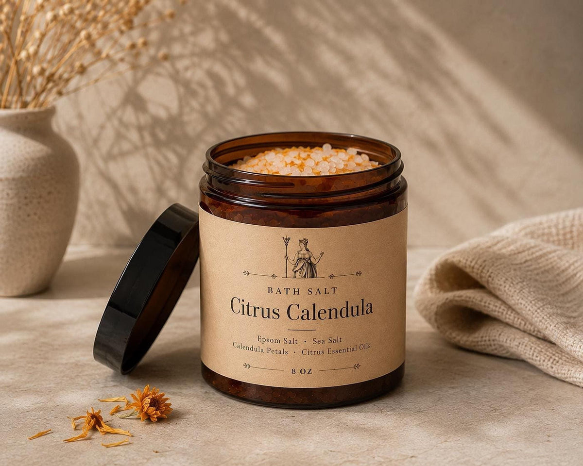 Bath Salts Soak with Sea Salt and Essential Oils | lavender, Eucalyptus, Citrus Calendula | Walnut Body Scrub