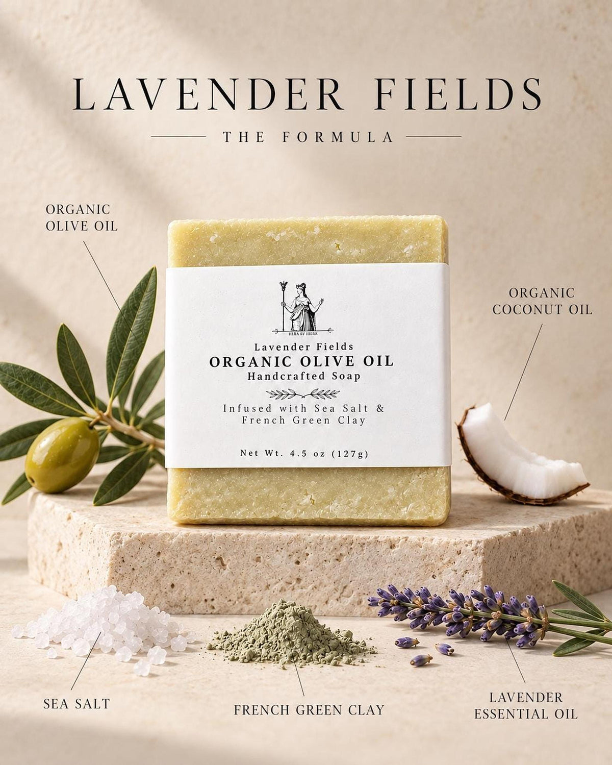 Lavender Spa Gift Set, Bath Salt And Olive Oil Soap In Kraft Box