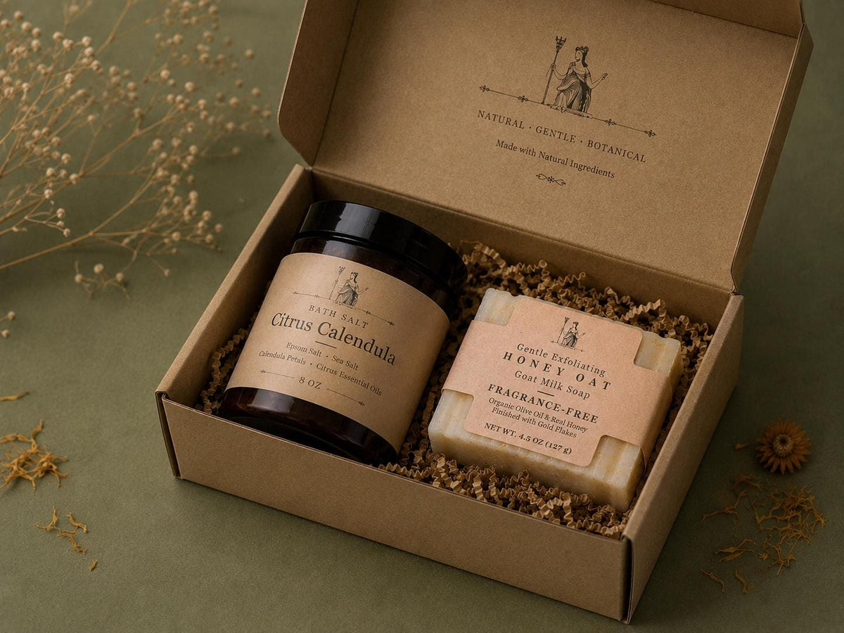 Bath Salt Gift Set, Citrus Calendula and Honey Oat Soap