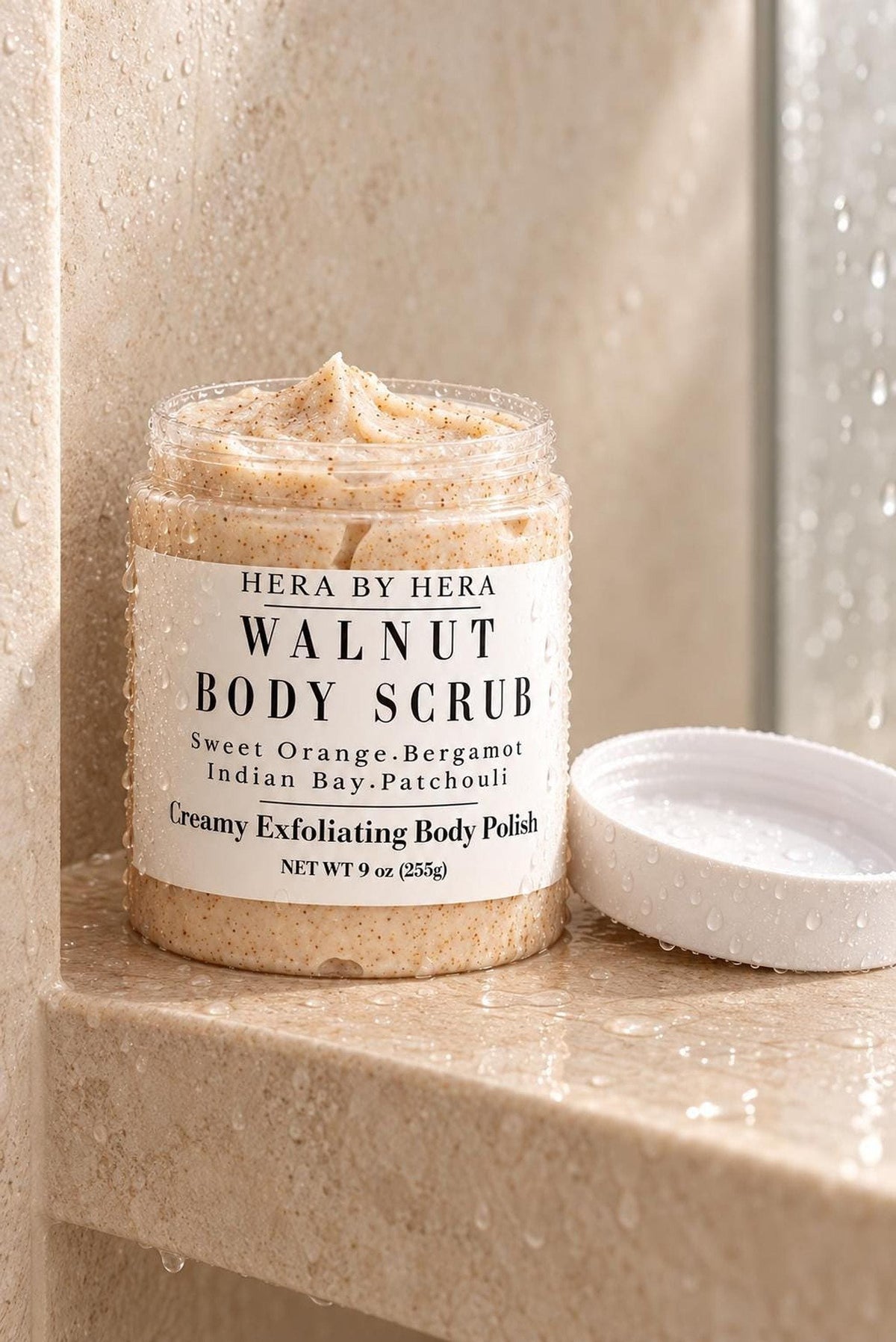 Bath Gift Set with Walnut Body Scrub, Oatmeal Bomb, Soap and Tray