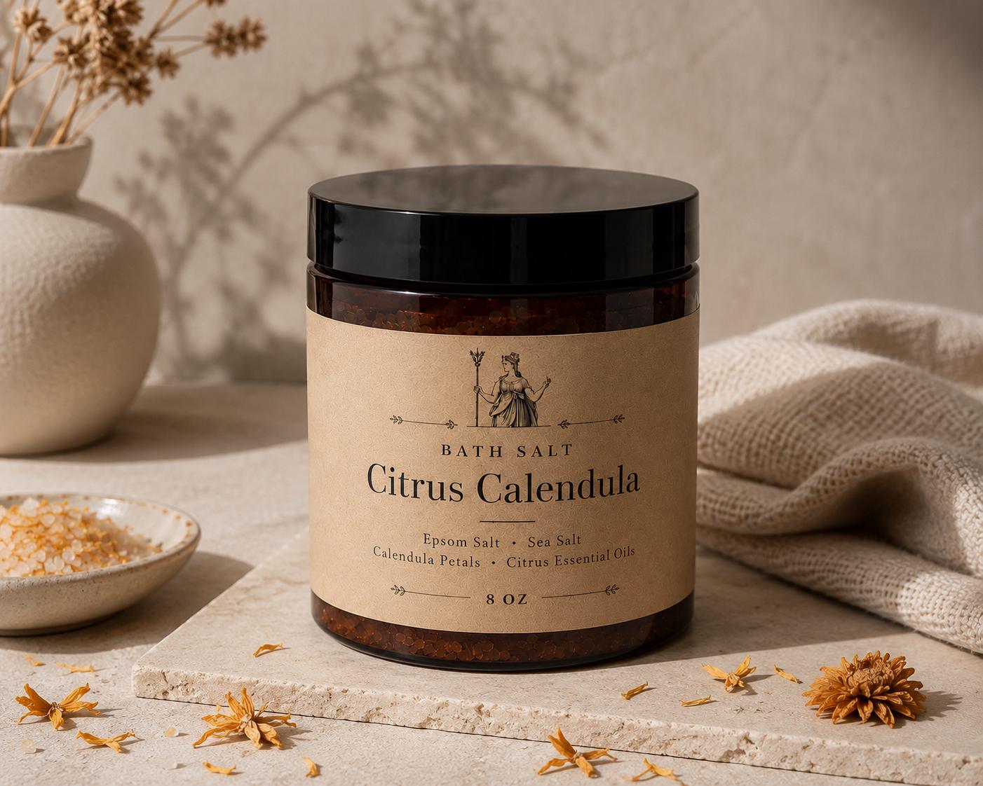 Citrus Calendula Bath Gift Set | Bath Salts and Honey Oat Goat Milk Soap
