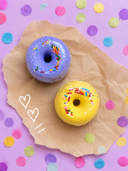 Donut Bath Bomb Gift Set – Lemon Meringue & Blueberry Crisp Birthday Bath Bomb Duo
