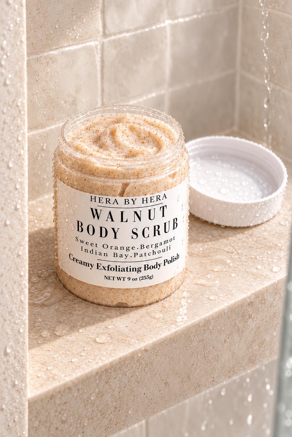 Body Scrub and Candle Gift Set | Cozy Self Care Gift Box | Walnut Body Polish | Relaxing Bath Gift for Her
